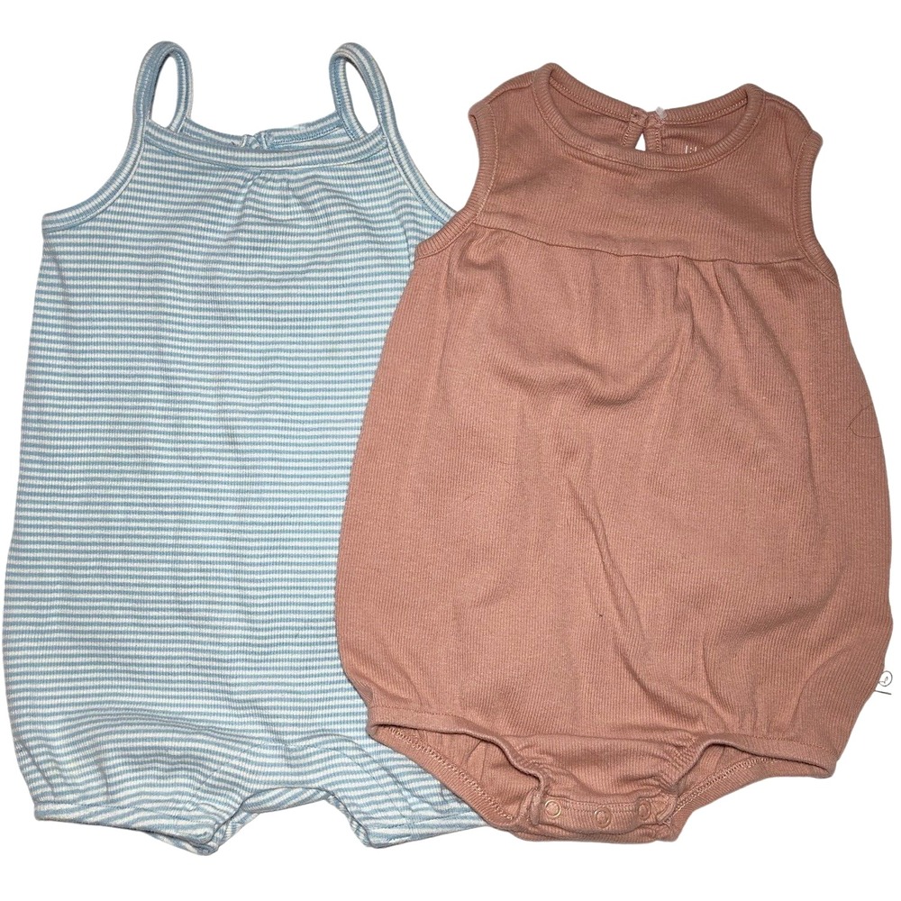 Carter's Little Planet Organic Cotton 12 Mos Baby Girl Romper Lot Stripe Outfits